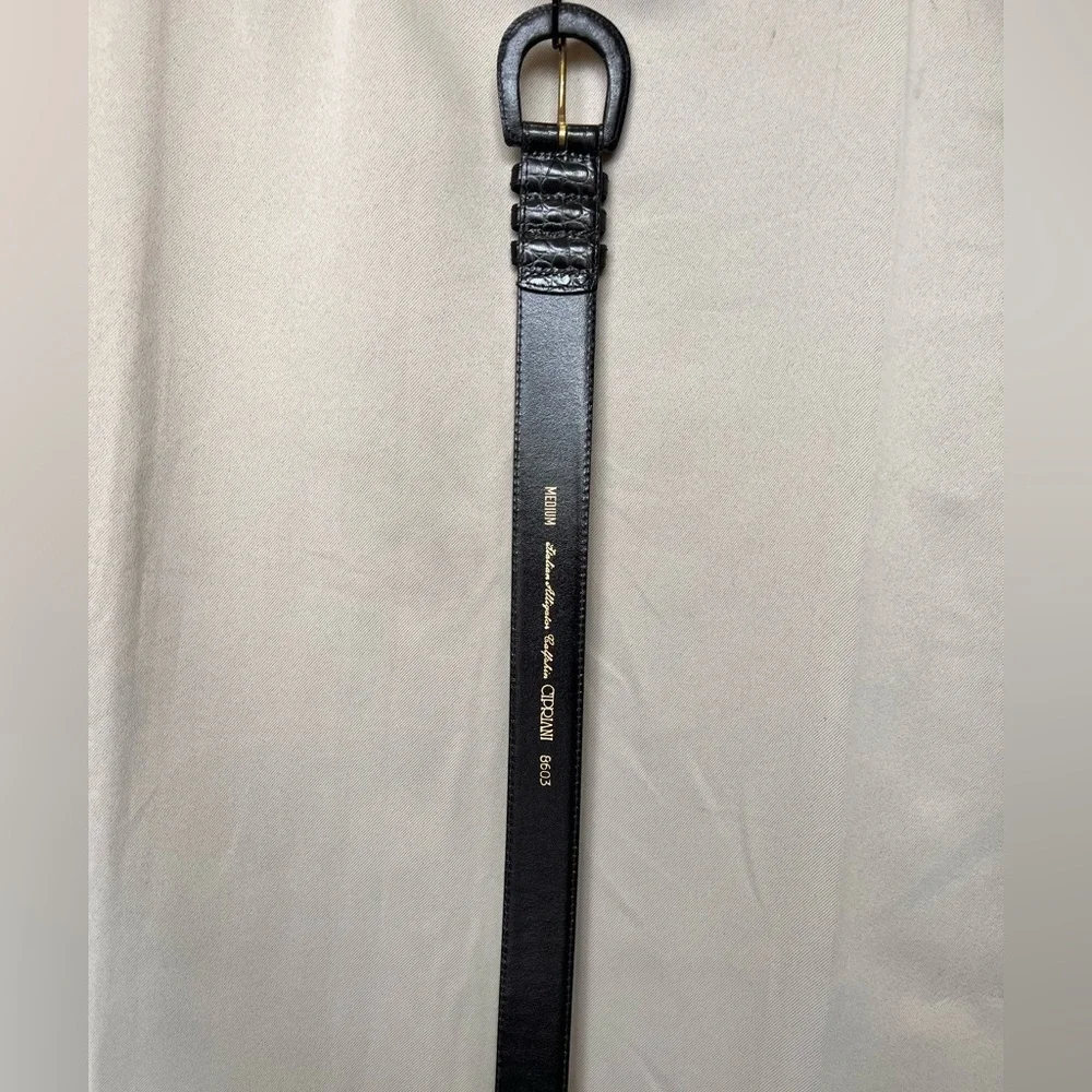 Cipriani Italian Alligator Embossed Calfskin Belt Black M 37”